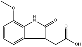 2-(7-methoxy-2-oxo-2,3-dihydro-1H-indol-3-yl)acetic acid Struktur
