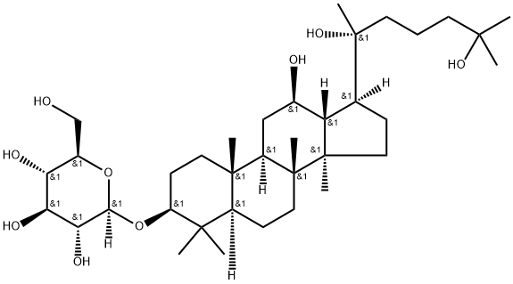 3-O-Β-D-吡喃葡萄糖基-3Β,12Β,20(R),25-四羟基达玛烷, 1370040-12-2, 结构式
