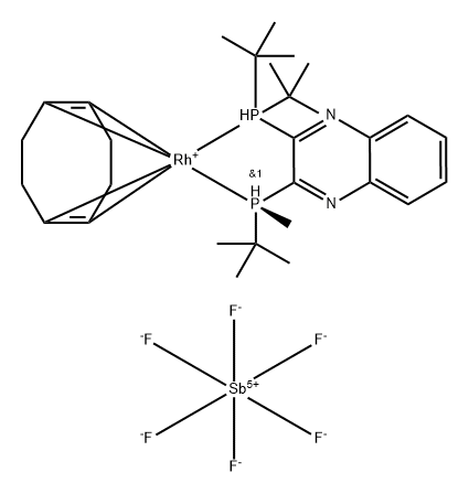2-[二(叔丁基)膦-ΚP]-3-[(S)-(叔丁基)甲基膦-ΚP]喹喔啉][(1,2,5,6-Η)-1,5-环辛二烯]-铑(I)六氟锑酸盐 结构式