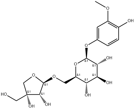 β-D-Glucopyranoside, 4-hydroxy-3-methoxyphenyl 6-O-D-apio-β-D-furanosyl- 结构式