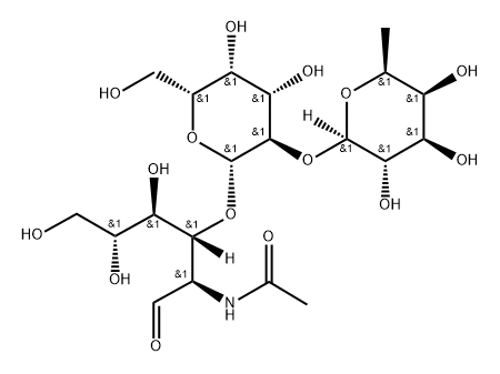 O-6-脱氧-BETA-L-吡喃半乳糖基-(1-2)-O-BETA-D-吡喃半乳糖基-(1-3)-2-(乙酰氨基)-2-脱氧-D-葡萄糖, 137739-90-3, 结构式