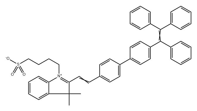 3H-Indolium, 3,3-dimethyl-1-(4-sulfobutyl)-2-[2-[4'-(1,2,2-triphenylethenyl)[1,1'-biphenyl]-4-yl]ethenyl]-, inner salt 结构式