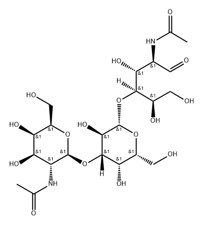 O-2-(Acetylamino)-2-deoxy-beta-D-galactopyranosyl-(1-3)-O-beta-D-galactopyranosyl-(1-4)-2-(acetylamino)-2-deoxy-D-glucose Structure