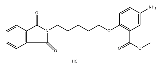 Benzoic acid, 5-amino-2-((5-(1,3-dioxoisoindolin-2-yl)pentyl)oxy)-, methyl ester, hydrochloride Structure