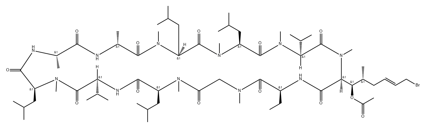 Cyclosporin A, 6-[(2S,3R,4R,6E)-3-(acetyloxy)-8-bromo-4-methyl-2-(methylamino)-6-octenoic acid]-