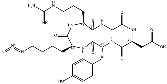 Cyclo(-Arg-Gly-Asp-D-Tyr-ε-azido-Nle) trifluoroacetate salt,1392269-21-4,结构式