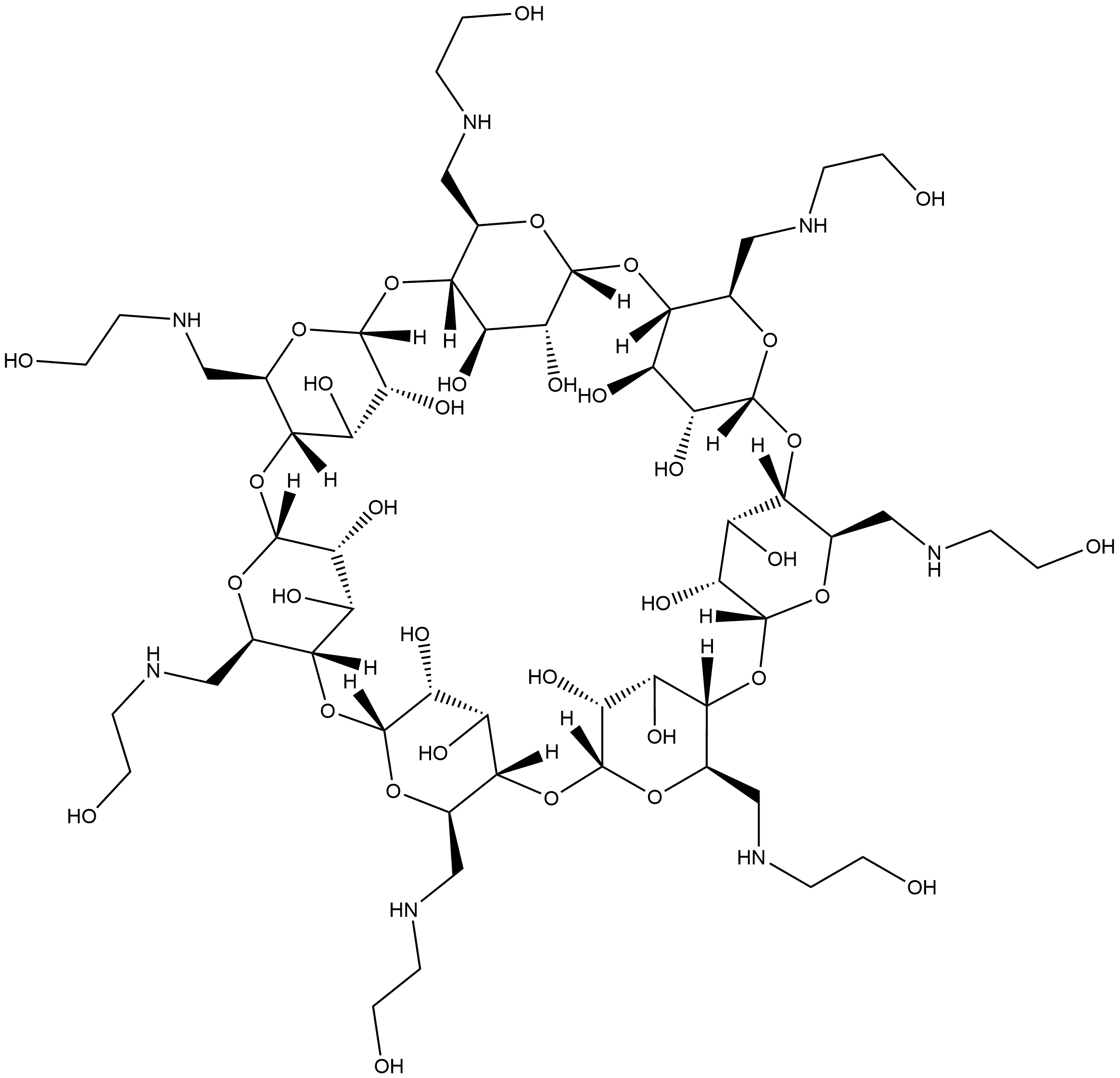 HEPTA-6-(NH-CH2CH2OH)BETA-CYCLODEXTRIN 结构式