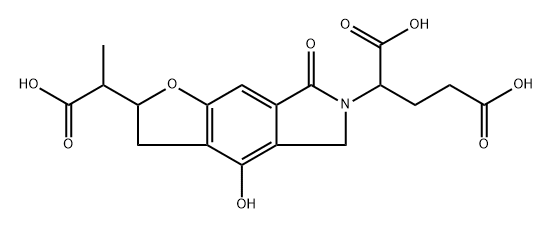 2H-Furo[2,3-f]isoindole-2,6(3H)-diacetic acid, 5,7-dihydro-4-hydroxy-α6-(2-carboxyethyl)-α2-methyl-7-oxo- (9CI) Struktur