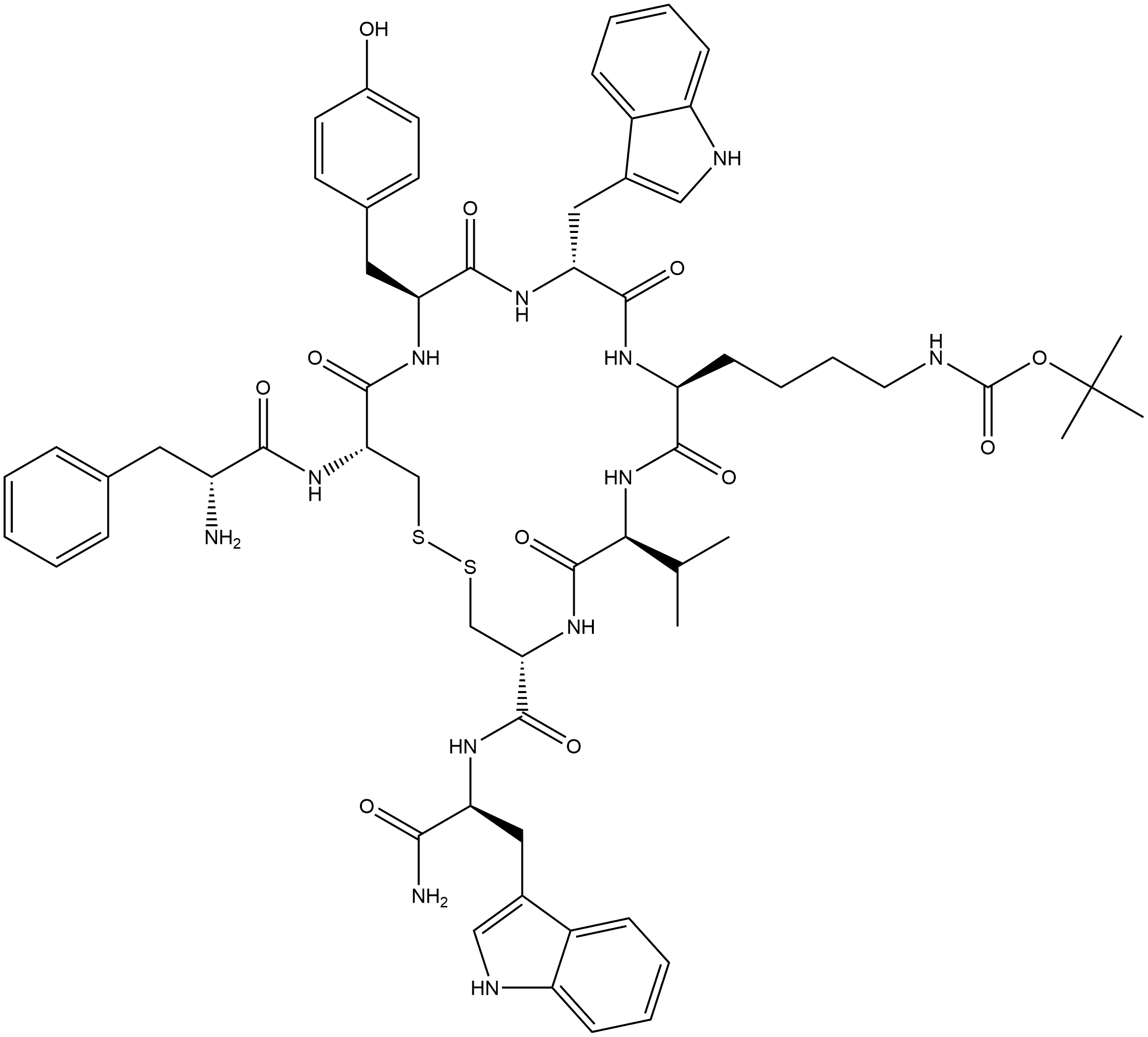 生长抑素类似物多肽, 139668-78-3, 结构式
