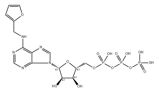Adenosine 5'-(trihydrogen diphosphate), N-(2-furanylmethyl)-, P'-anhydride with phosphorothioic acid Structure