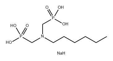 trisodium hydrogen [hexylimino)dimethylene]diphosphonate  Struktur