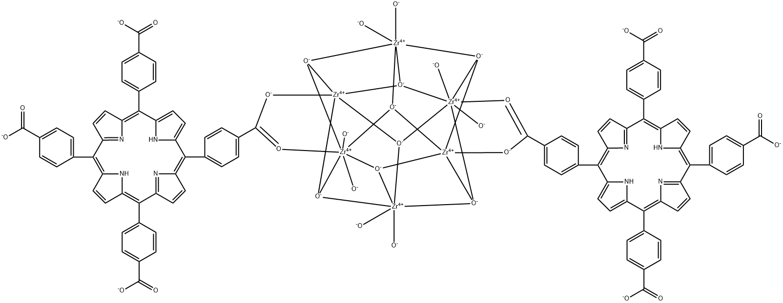 Zirconium, octa-μ -hydroxyoctahydroxybis[μ-[4-[10,15,20-tris(4-carboxyphenyl)-21H,23H-porphin-5-yl]benzoato(4-)-κO:κO']]hexa- Structure