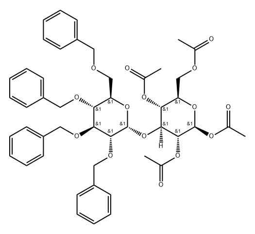 3-O-[2,3,4,6-Tetrakis-O-(phenylmethyl)-alpha-D-glucopyranosyl]-beta-D-glucopyranose tetraacetate Struktur