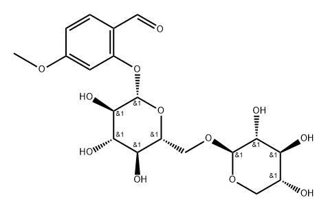 4-Methoxy-2-[(6-O-β-D-xylopyranosyl-β-D-glucopyranosyl)oxy]benzaldehyde Struktur
