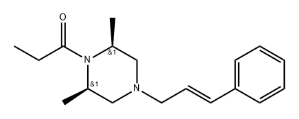 Piperazine, 2,6-dimethyl-1-(1-oxopropyl)-4-(3-phenyl-2-propenyl)-, [2α,4(E),6α]- (9CI) 结构式