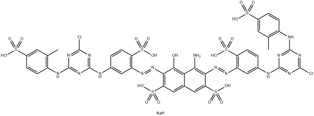 2,7-Naphthalenedisulfonic acid, 4-amino-3,6-bis5-4-chloro-6-(2-methyl-4-sulfophenyl)amino-1,3,5-triazin-2-ylamino-2-sulfophenylazo-5-hydroxy-, sodium salt Structure