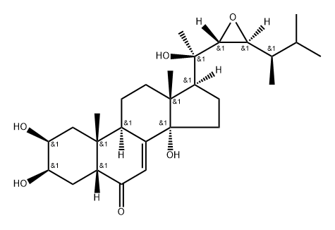 Ergost-7-en-6-one, 22,23-epoxy-2,3,14,20-tetrahydroxy-, (2β,3β,5β,22R,23S)- Structure