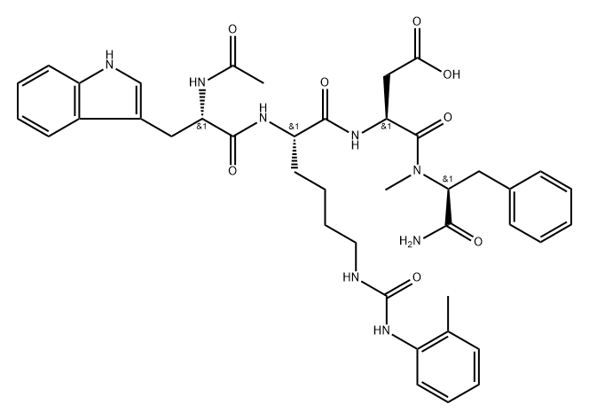 N-acetyltryptophyl-(epsilon-N-(2-methylphenylaminocarbonyl))lysyl-aspartyl-(N-methyl)phenylalaninamide Structure