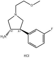 (3S,4R)-4-(3-fluorophenyl)-1-(2-methoxyethyl)pyrrolidin-3-aminedihydrochloride 化学構造式
