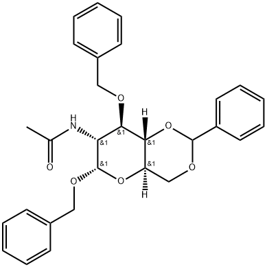 苄基2-乙酰氨基-3-O-苄基-4,6-O-亚苄基-2-脱氧-Α-D-吡喃葡BENZYL 2-ACETAMIDO-3-O-BENZYL-2-DEOXY-6-O-TOSYL-Α-D-GLUCOPYRANOSIDE, 14146-26-0, 结构式