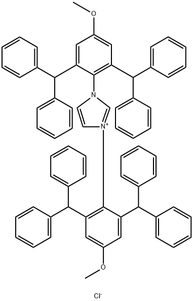 N,N'-bis(2,6-bis(diphenylmethyl)-4-methoxyphenyl)imidazolium chloride Structure