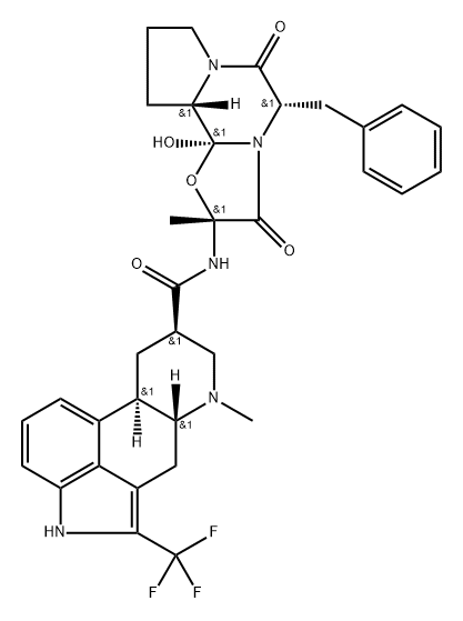 Ergotaman-3',6',18-trione, 9,10-dihydro-12'-hydroxy-2'-methyl-5'-(phenylmethyl)-2-(trifluoromethyl)-, (5'α,10α)- Structure