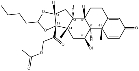 Pregna-1,4-diene-3,20-dione, 21-(acetyloxy)-11-hydroxy-16,17-[pentylidenebis(oxy)]-, (11β,16α)- (9CI) Structure