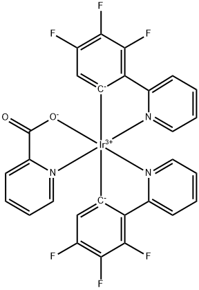 双(3,4,5-三氟-2-(2-吡啶基)苯基-(2-羧基吡啶基)铱(III),1417790-60-3,结构式