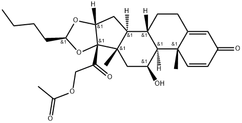 Pregna-1,4-diene-3,20-dione, 21-(acetyloxy)-11-hydroxy-16,17-[pentylidenebis(oxy)]-, [11β,16α(S)]- (9CI) Structure