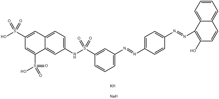 1,3-Naphthalenedisulfonic acid, 7-3-4-(2-hydroxy-1-naphthalenyl)azophenylazophenylsulfonylamino-, potassium sodium salt Structure