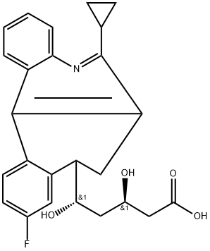 Benzo[k]phenanthridine-8-pentanoic acid, 6-cyclopropyl-10-fluoro-7,8-dihydro-β,δ-dihydroxy-, (βR,δS,8R)- Struktur