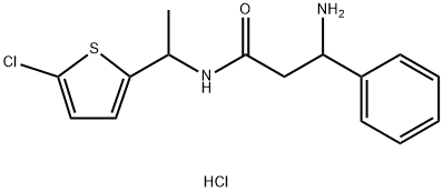 3-amino-N-[1-(5-chlorothiophen-2-yl)ethyl]-3-phenylpropanamide hydrochloride Structure