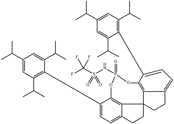 1,1,1-Trifluoro-N-[(11aS)-10,11,12,13-tetrahydro-5-oxido-
3,7-bis(2,4,6-trisisopropylphenyl)diindeno[7,1-de:1',7'-fg]
[1,3,2]dioxaphosphocin-5-yl]methanesulfonamide Struktur