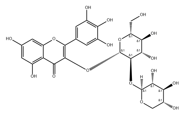 杨梅素-3-O-Β-D-木糖(1-2)-Β-D-葡萄糖苷 结构式