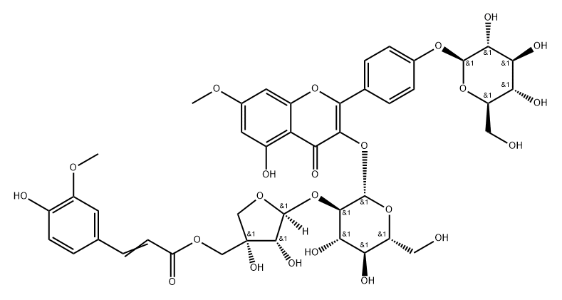 4H-1-Benzopyran-4-one, 2-[4-(β-D-glucopyranosyloxy)phenyl]-5-hydroxy-3-[[2-O-[5-O-[3-(4-hydroxy-3-methoxyphenyl)-1-oxo-2-propenyl]-D-apio-β-D-furanosyl]-β-D-glucopyranosyl]oxy]-7-methoxy- (9CI) Structure