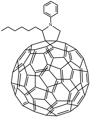 N-Phenyl-2-hexyl[60]fulleropyrrolidine Structure