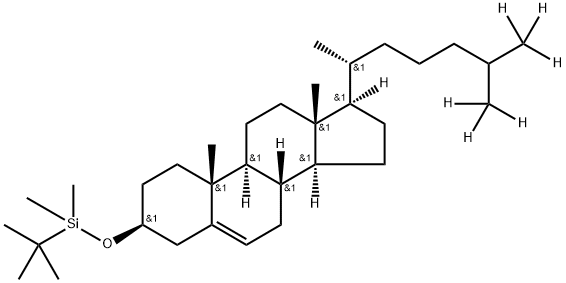 Cholest-5-ene-26,26,26,27,27,27-d6, 3-[[(1,1-dimethylethyl)dimethylsilyl]oxy]-, (3β)- Struktur