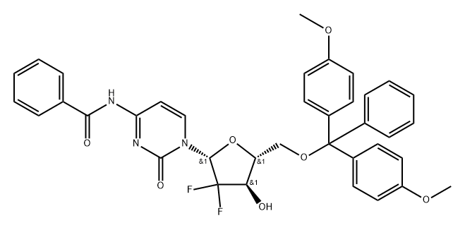 N4-Benzoyl-2'-deoxy-5'-O-(4,4'-dimethoxytrityl)-2',2'-diflurocytidine Structure