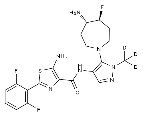 5-Amino-N-[5-[(4S,5S)-4-amino-5-fluorohexahydro-1H-azepin-1-yl]-1-(methyl-d3)-1H-pyrazol-4-yl]-2-(2,6-difluorophenyl)-4-thiazolecarboxamide Structure