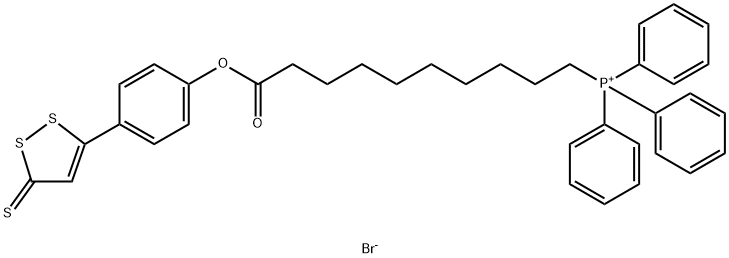 Phosphonium, [10-oxo-10-[4-(3-thioxo-3H-1,2-dithiol-5-yl)phenoxy]decyl]triphenyl-, bromide (1:1) Structure