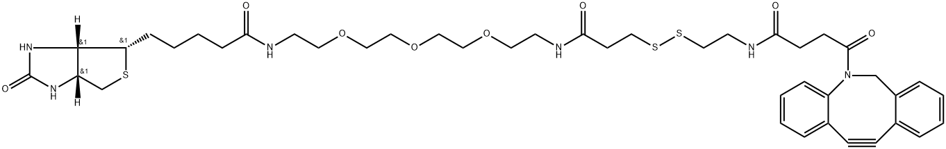 ジベンゾシクロオクチン-S-S-PEG3-ビオチン 化学構造式