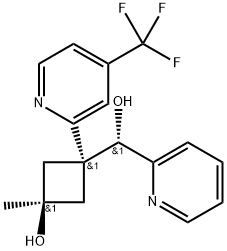 2-Pyridinemethanol, α-[cis-3-hydroxy-3-methyl-1-[4-(trifluoromethyl)-2-pyridinyl]cyclobutyl]-, (αS)- Struktur