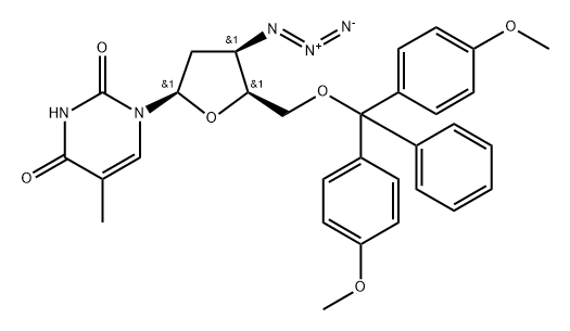 3'-叠氮-2'-脱氧5'-O-DMT-胸苷 结构式