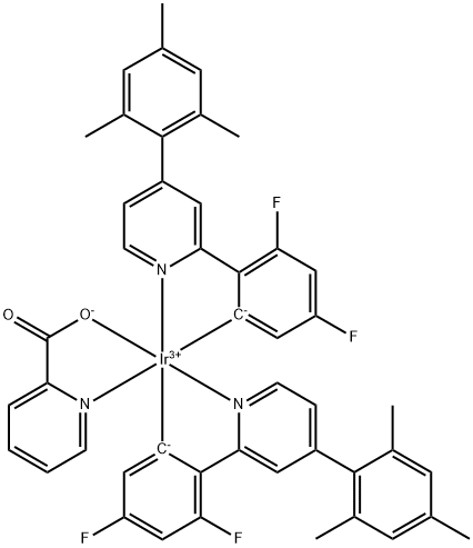 PHFIRPIC,二[2-(4,6-二氟苯基)-4-(2,4,6-三甲基苯基)吡啶-C2,N]吡啶甲酰 结构式