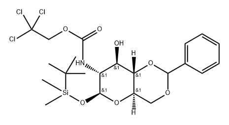 [(2R,4AR,6S,7R,8R,8AS)-6-(叔丁基-二甲基-硅烷氧基)-8-羟基-2-苯基-六氢吡喃[3,2-D][1,3] 二恶英-7-基]-氨基甲酸2,2,2-三氯乙酯 结构式