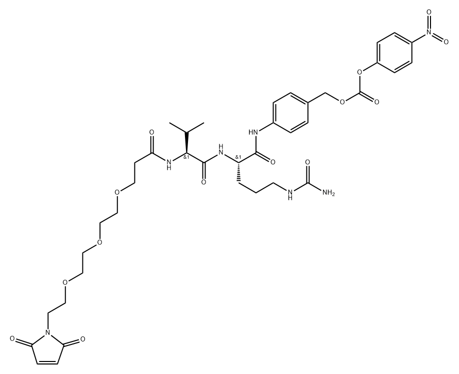 马来酰亚胺-三聚乙二醇-VAL-CIT-PAB-PNP 酯 结构式