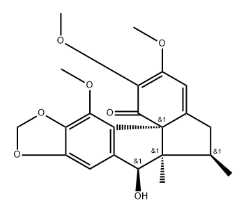 1H-Indeno[7'a,1':1,2]indeno[5,6-d][1,3]dioxol-1-one, 5,6,6a,7-tetrahydro-7-hydroxy-2,3,12-trimethoxy-6,6a-dimethyl-, (6R,6aR,7S,12bS)- 结构式