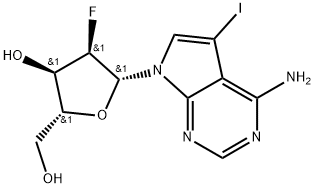 4-amino-7-[2-deoxy-2-fluoro-β-D-ribofuranosyl]-5-iodo-7Hpyrrolo[2,3-d]pyrimidine Struktur