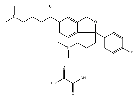 1-Butanone, 4-(dimethylamino)-1-[1-[3-(dimethylamino)propyl]-1-(4-fluorophenyl)-1,3-dihydro-5-isobenzofuranyl]-, ethanedioate (1:1) Struktur