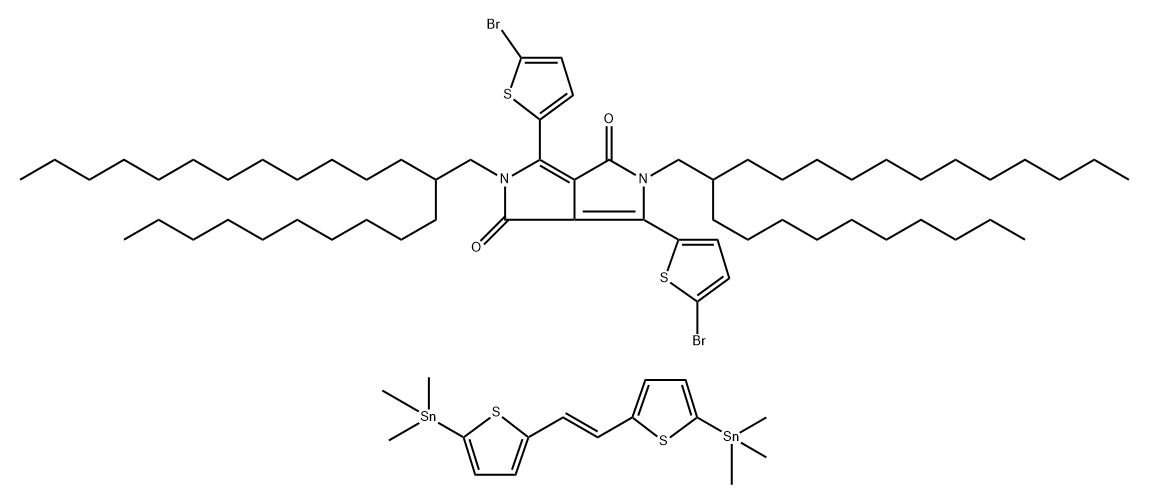 Poly{3,6-dithiophen-2-yl-2,5-di(2-decyltetradecyl)-pyrrolo[3,4-c ]pyrrole-1,4-dione-alt-thienylenevinylene-2,5-yl} Structure